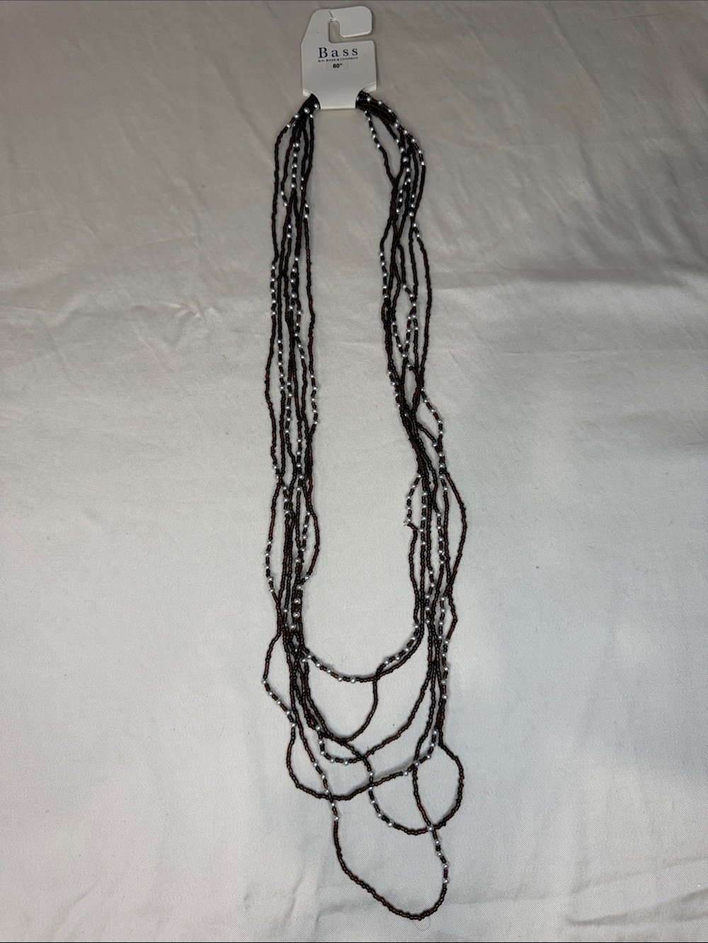 Bass Layered Brown and Silver Beaded Necklace